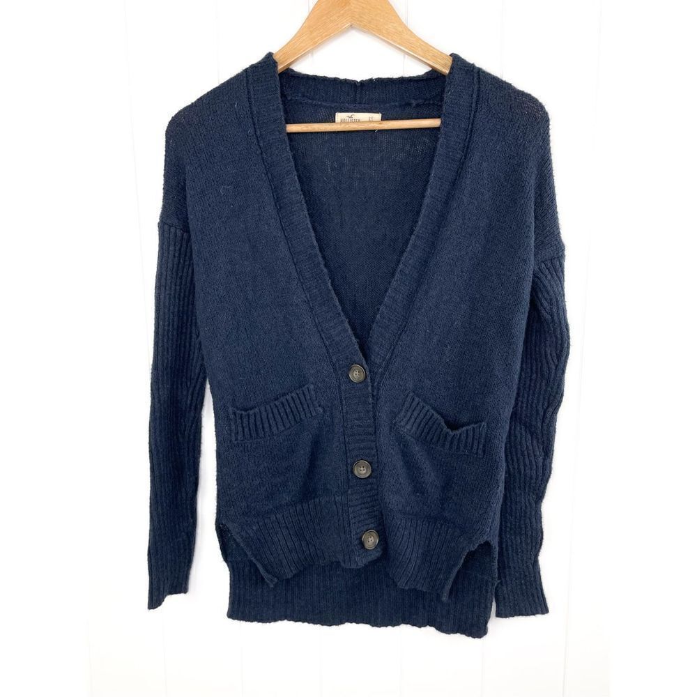 Hollister Co. Women's Navy Cardigan Cotton Blend Size XS